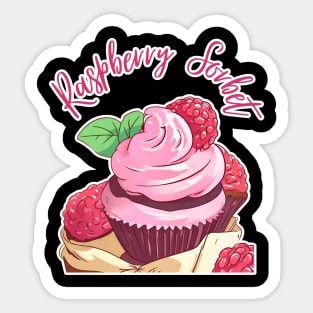 Raspberry Sorbet ice cream -Cartoon Comic style Sticker